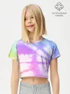 Футболка для девочки укороченная базовая хлопок / Tie-Dye Rainbow