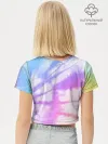Футболка для девочки укороченная базовая хлопок / Tie-Dye Rainbow