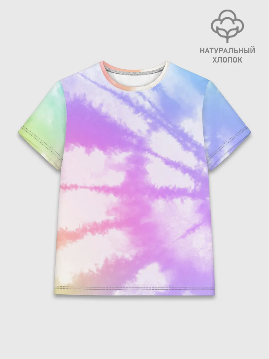 Женская базовая футболка хлопок / Tie-Dye Rainbow