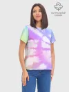 Женская базовая футболка хлопок / Tie-Dye Rainbow
