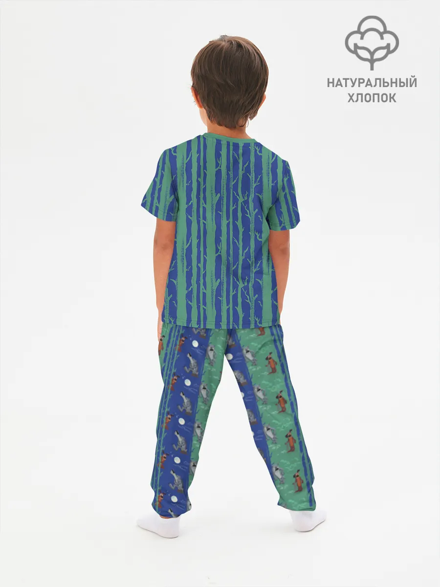 Детская пижама с брюками хлопок / PesBlueGreen_KPJ