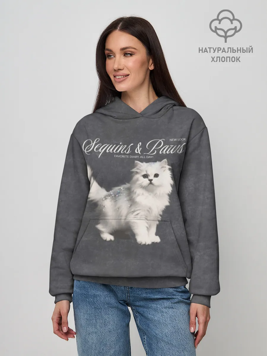 Худи женский база хлопок / Котёнок new look