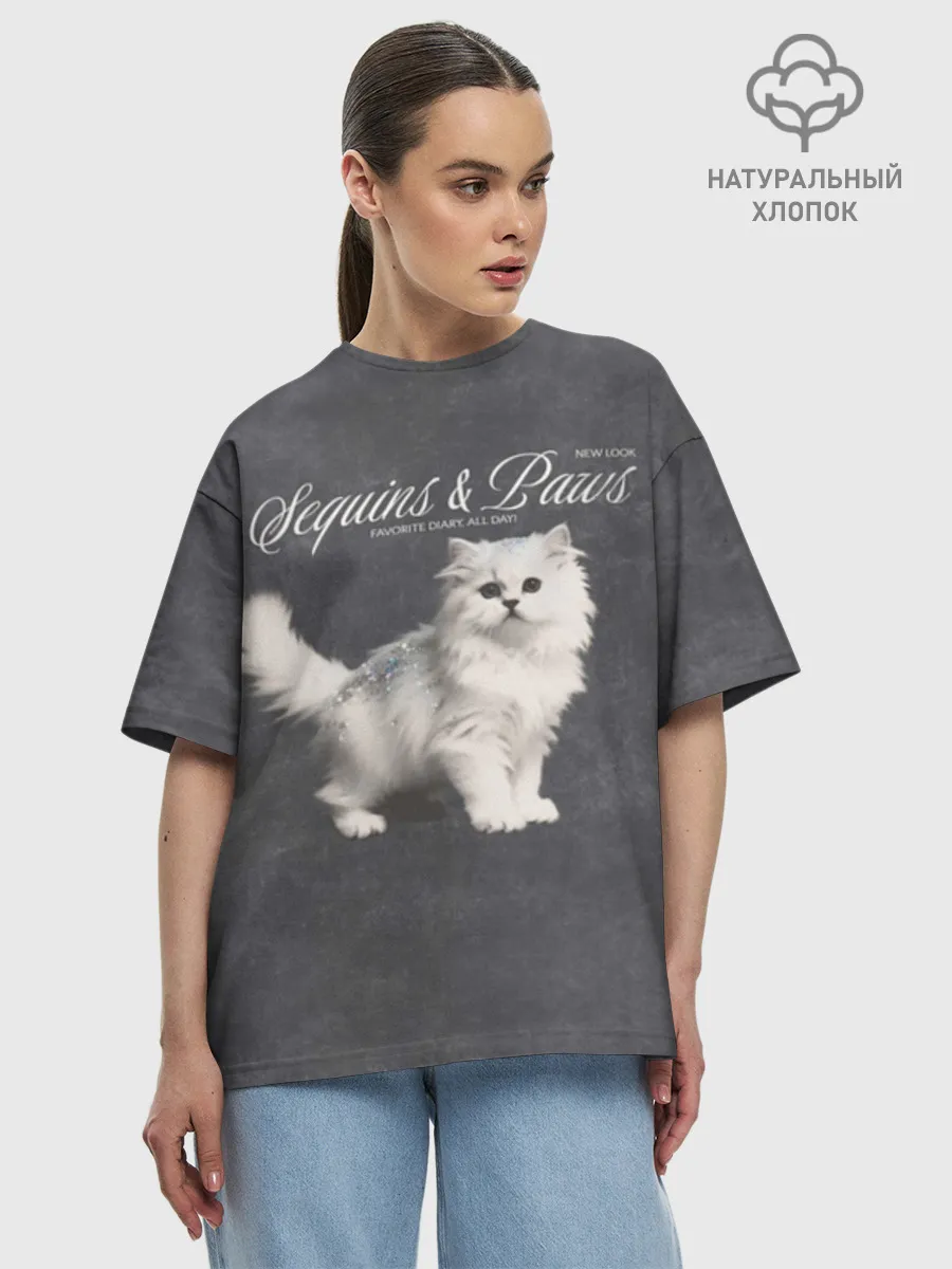 Футболка женская оверсайз премиум / Котёнок new look