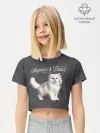 Футболка для девочки укороченная базовая хлопок / Котёнок new look
