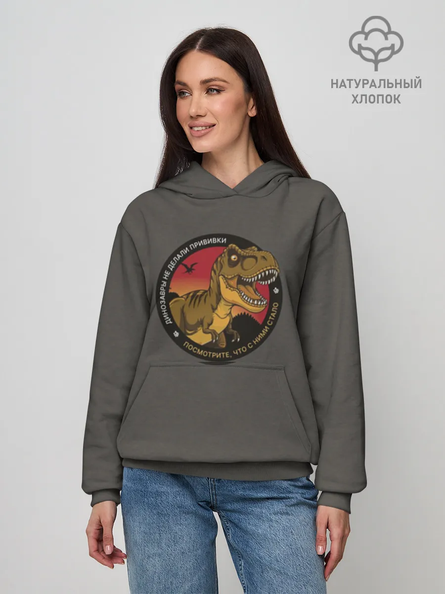 Худи женский база хлопок / Динозавры не делали прививки 4 (русский)