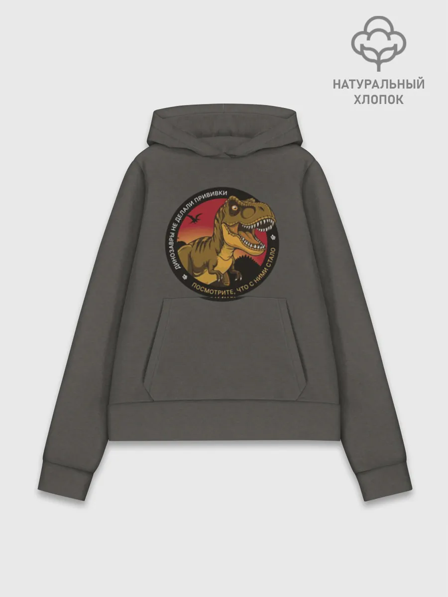 Худи женский база хлопок / Динозавры не делали прививки 4 (русский)