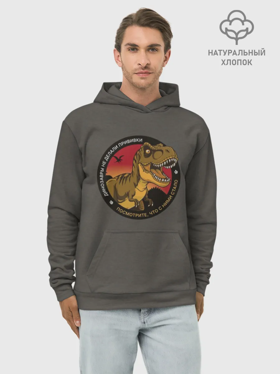 Худи мужской база хлопок / Динозавры не делали прививки 4 (русский)