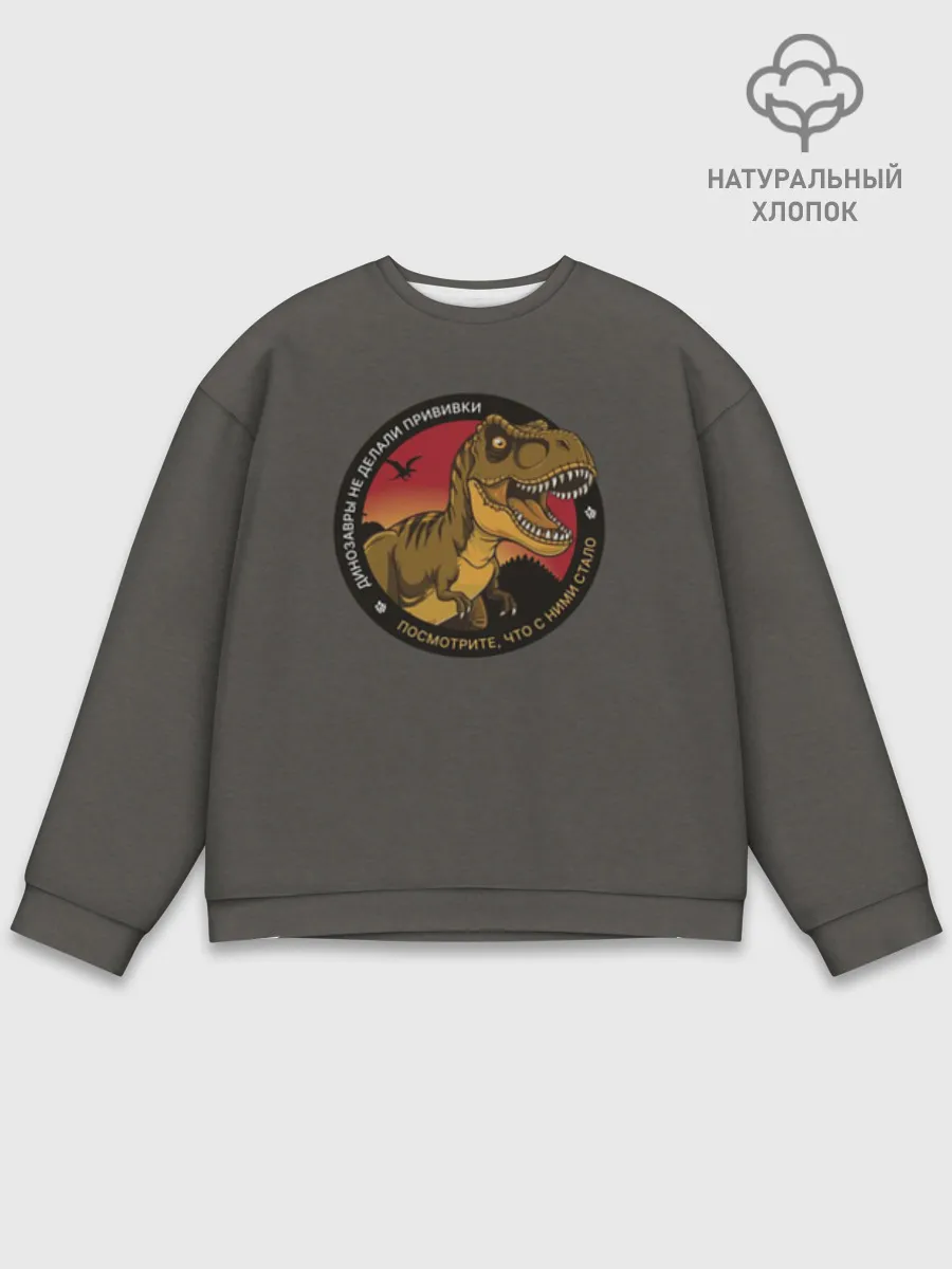 Мужской свитшот база хлопок / Динозавры не делали прививки 4 (русский)