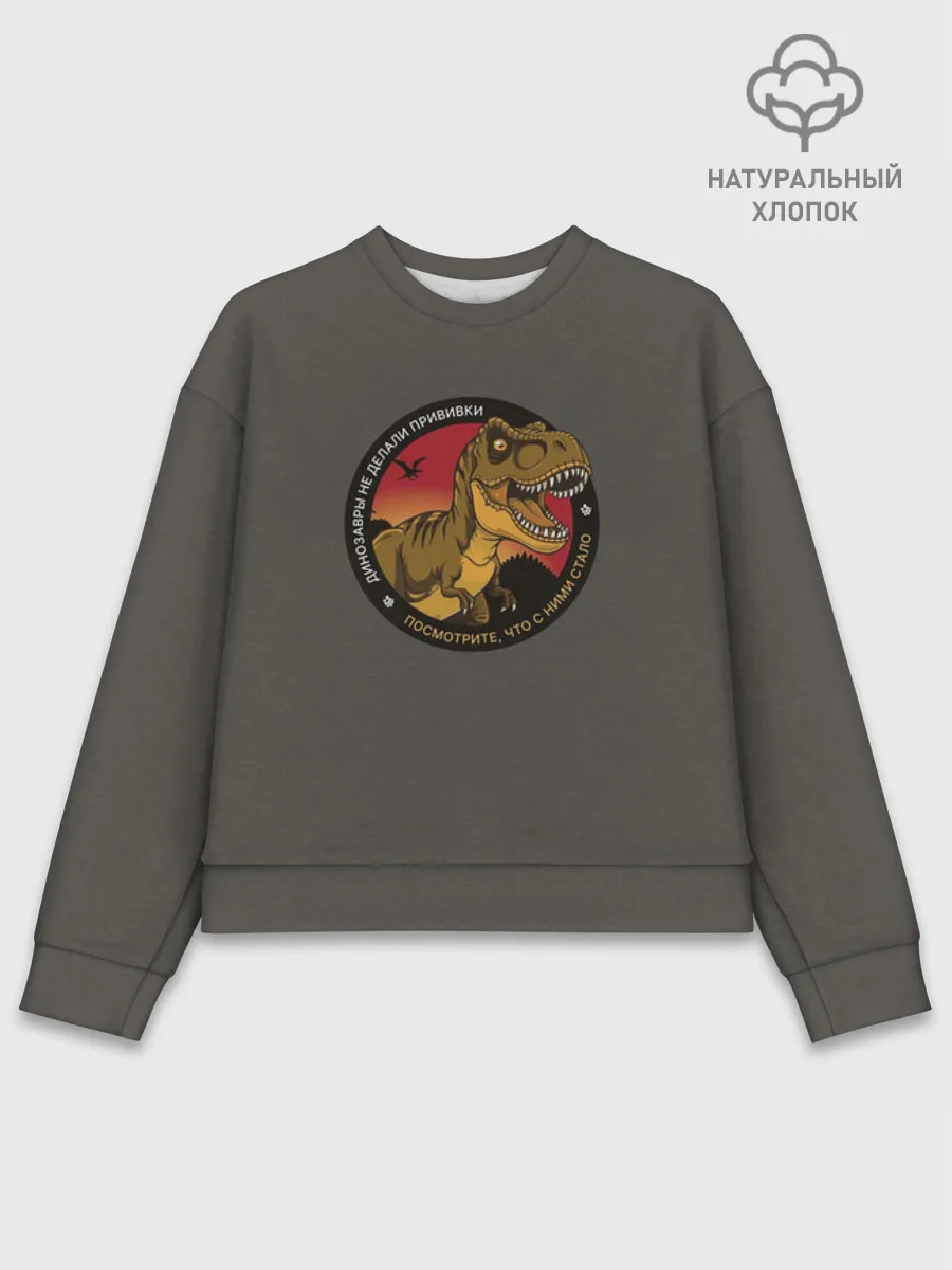 Женский свитшот базовый хлопок / Динозавры не делали прививки 4 (русский)