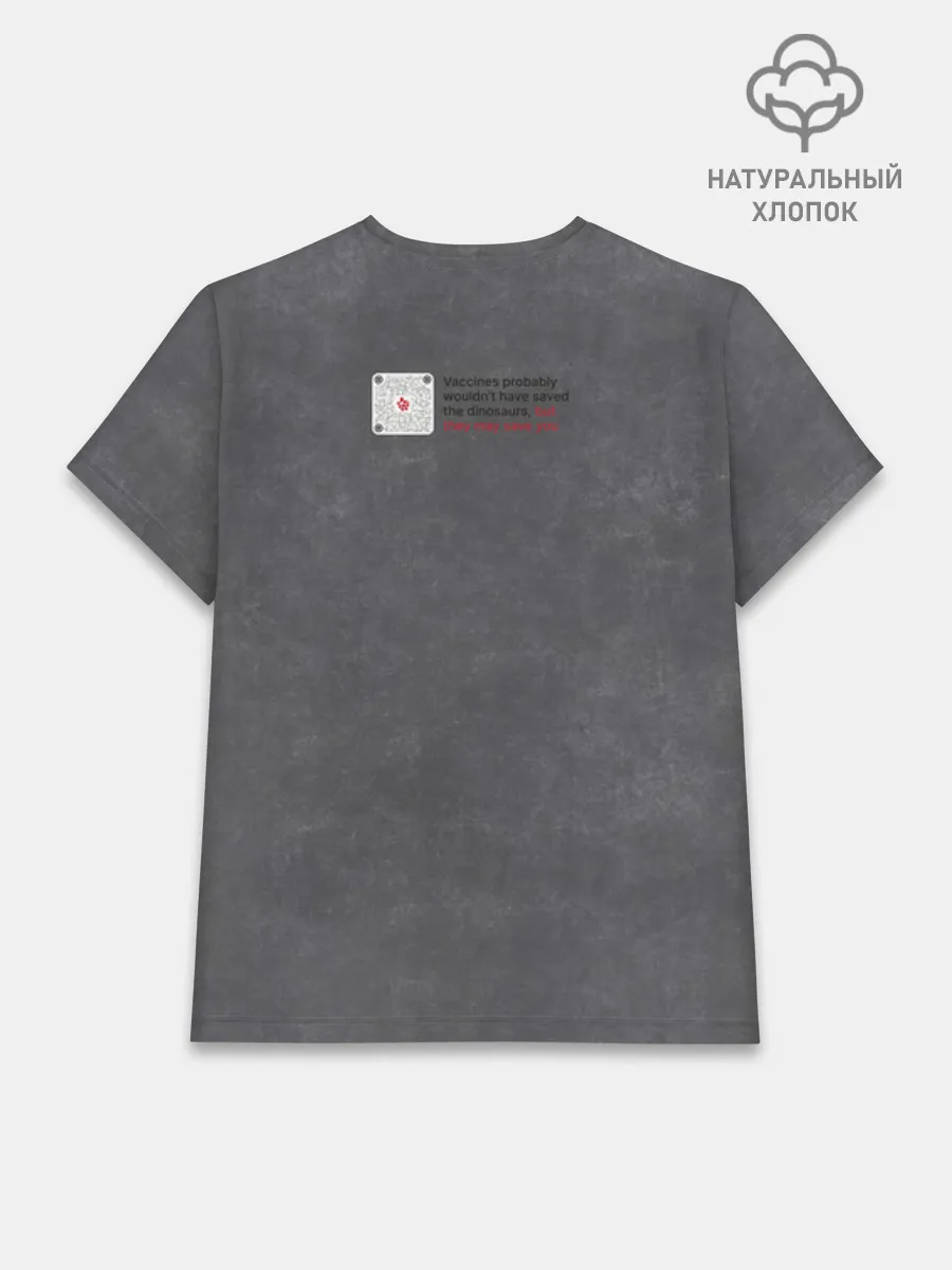 Женская базовая футболка хлопок / Динозавры не делали прививки 2 (английский)