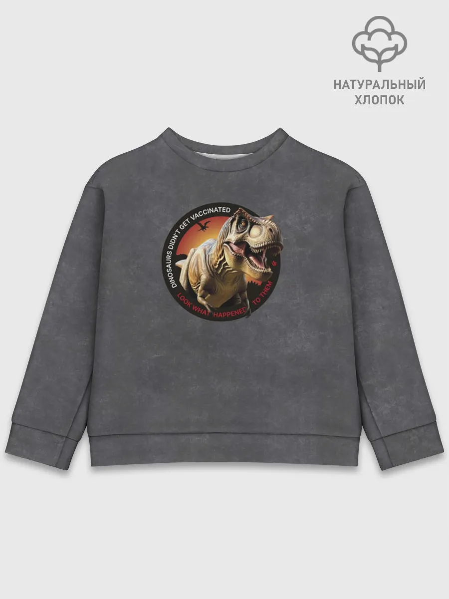 Детский свитшот хлопок / Динозавры не делали прививки 2 (английский)
