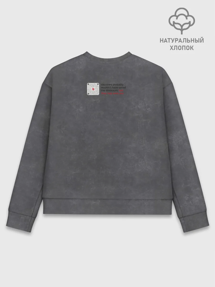 Женский свитшот базовый хлопок / Динозавры не делали прививки 2 (английский)
