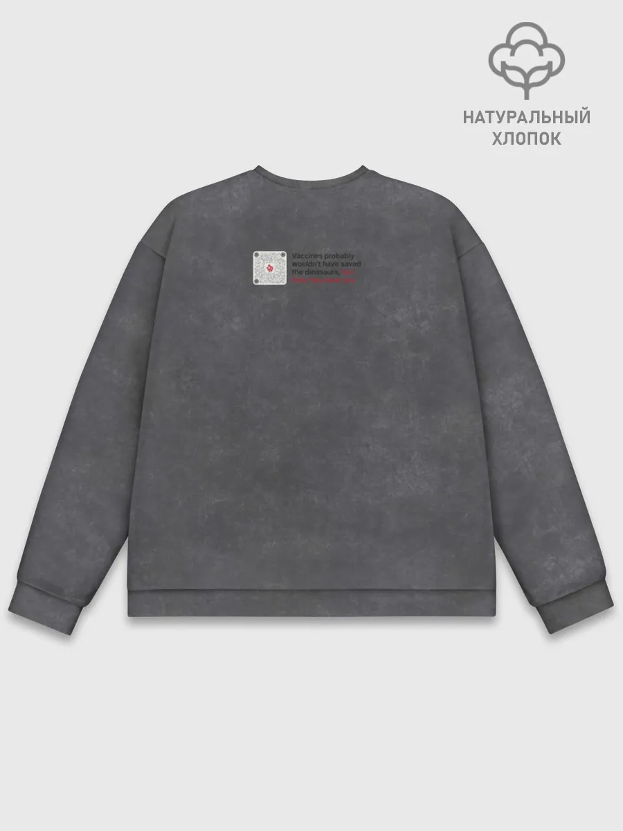 Мужской свитшот база хлопок / Динозавры не делали прививки 2 (английский)
