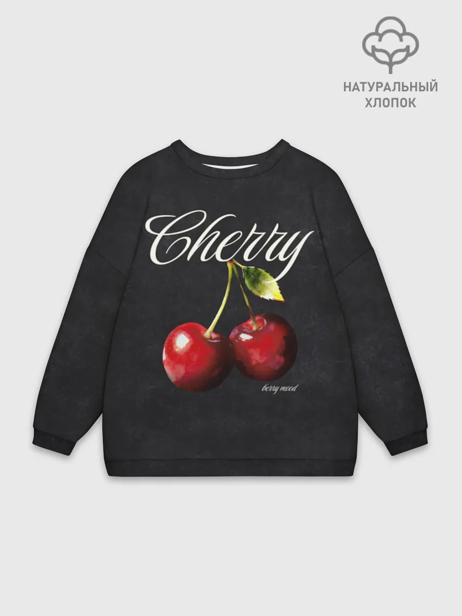 Женский свитшот оверсайз хлопок / Cherry