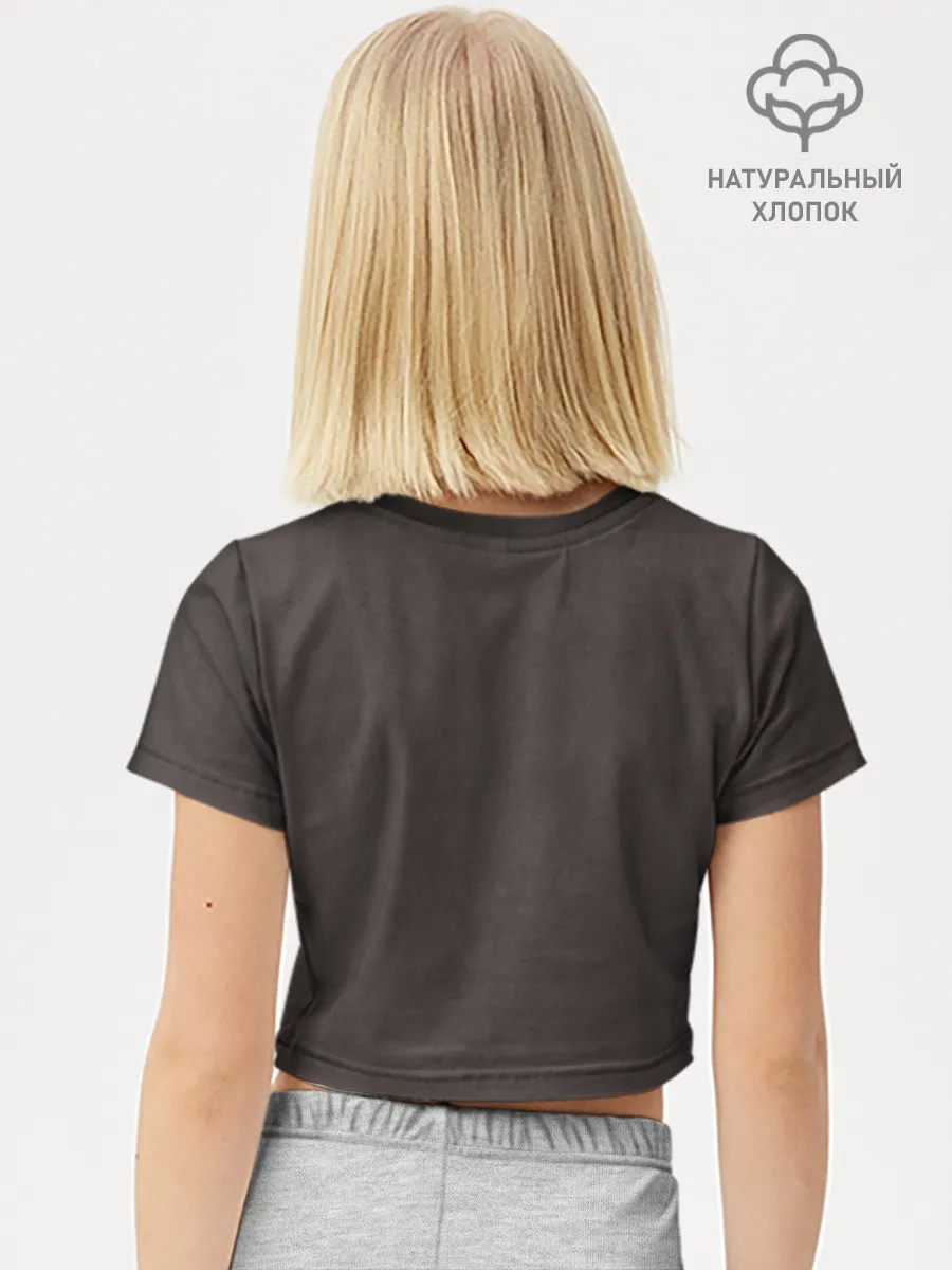 Футболка для девочки укороченная базовая хлопок / Puppy eyes