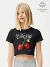Футболка для девочки укороченная базовая хлопок / Cherry