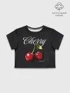 Футболка для девочки укороченная базовая хлопок / Cherry