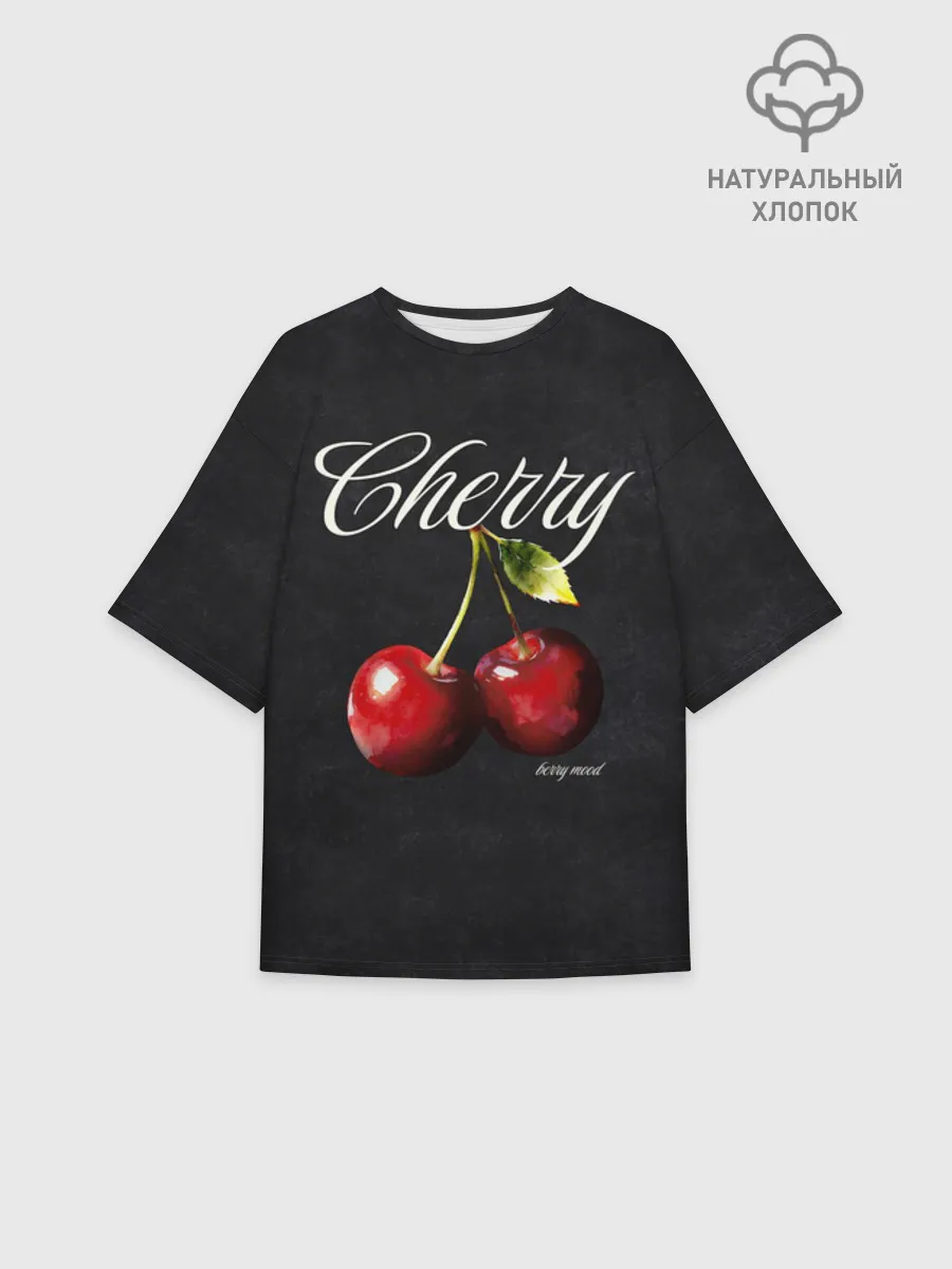 Женская футболка оверсайз хлопок / Cherry