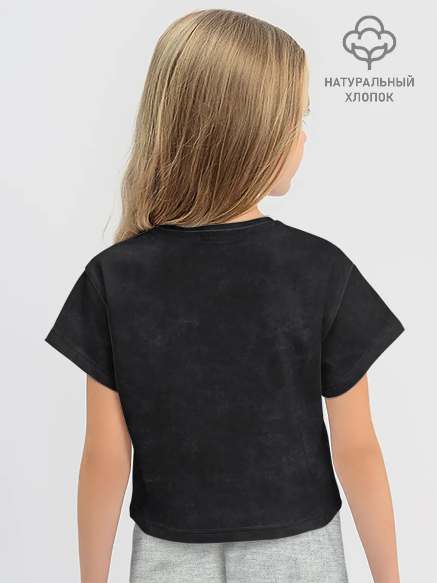 Футболка для девочки укороченная оверсайз хлопок / Cherry