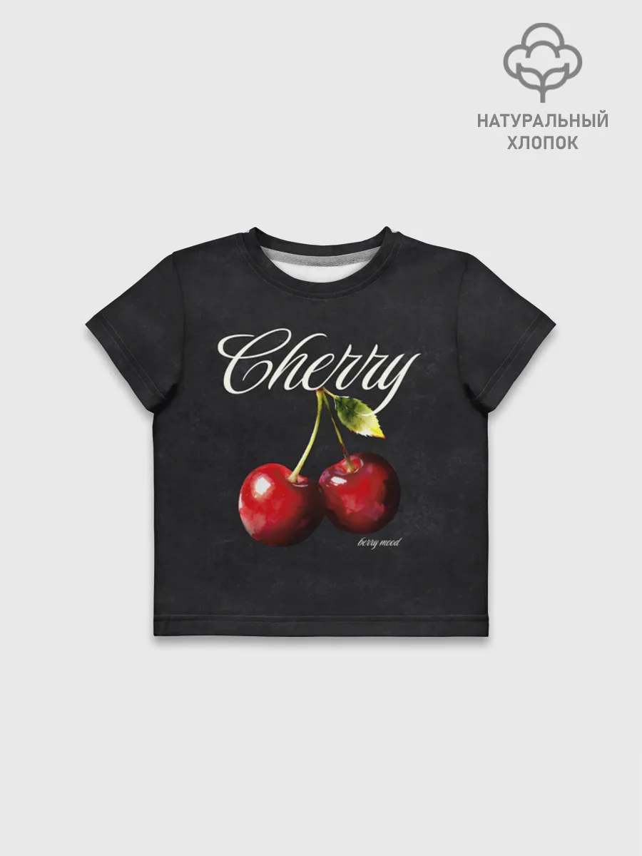Футболка для девочки укороченная оверсайз хлопок / Cherry
