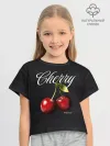 Футболка для девочки укороченная оверсайз хлопок / Cherry