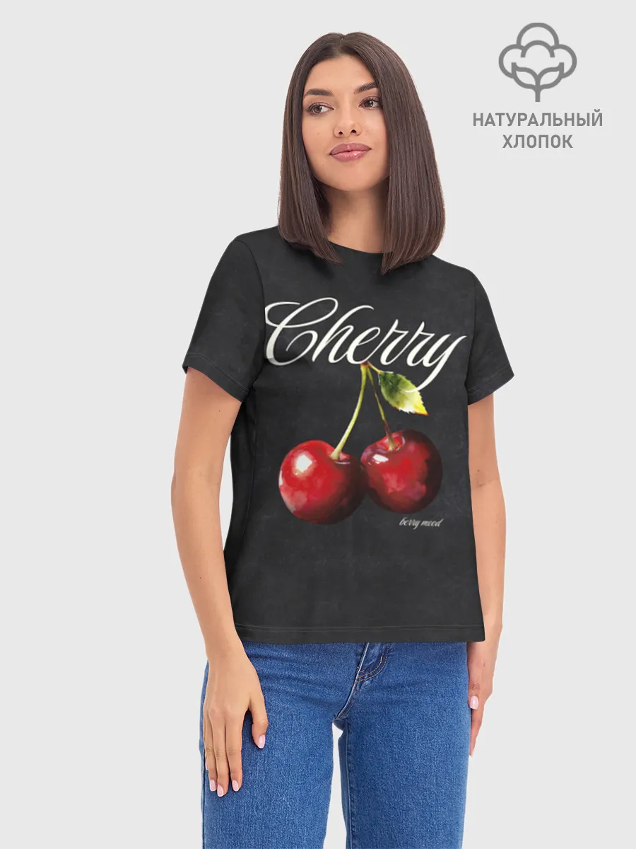 Женская базовая футболка хлопок / Cherry