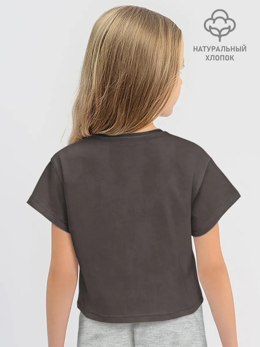 Футболка для девочки укороченная оверсайз хлопок / Puppy eyes
