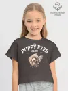 Футболка для девочки укороченная оверсайз хлопок / Puppy eyes