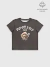 Футболка для девочки укороченная оверсайз хлопок / Puppy eyes