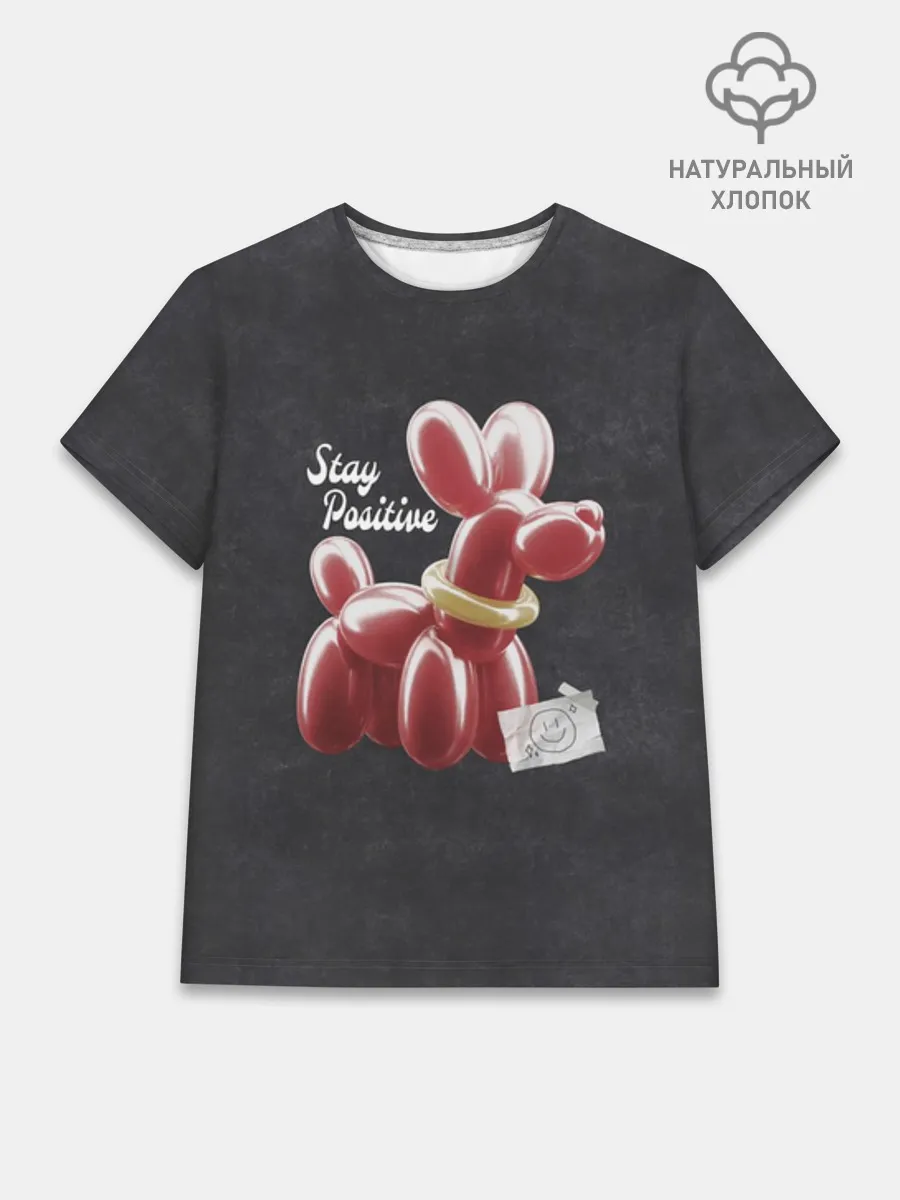 Женская базовая футболка хлопок / Stay positive