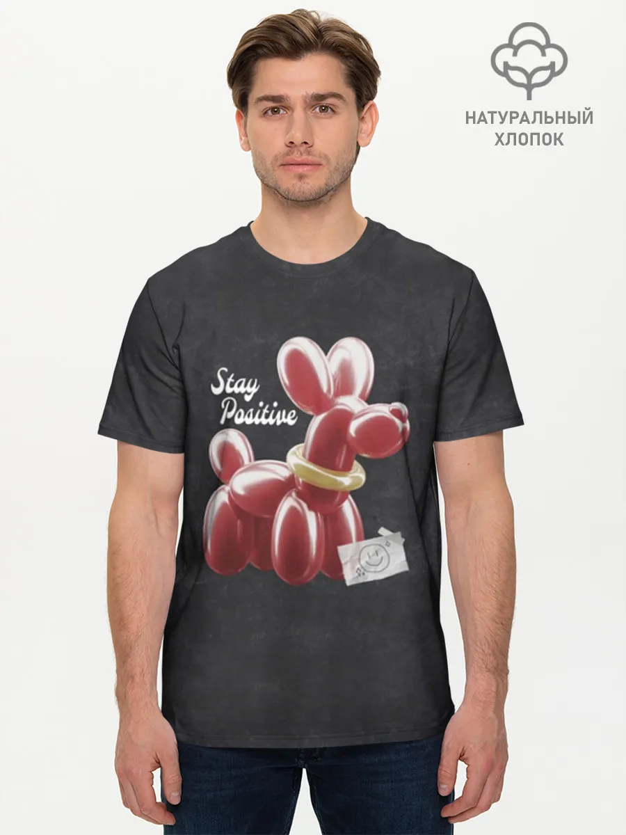 Мужская базовая футболка хлопок / Stay positive