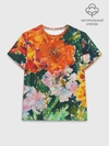 Женская базовая футболка хлопок / Orange flowers