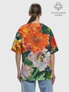 Женская футболка оверсайз хлопок / Orange flowers