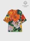 Женская футболка оверсайз хлопок / Orange flowers