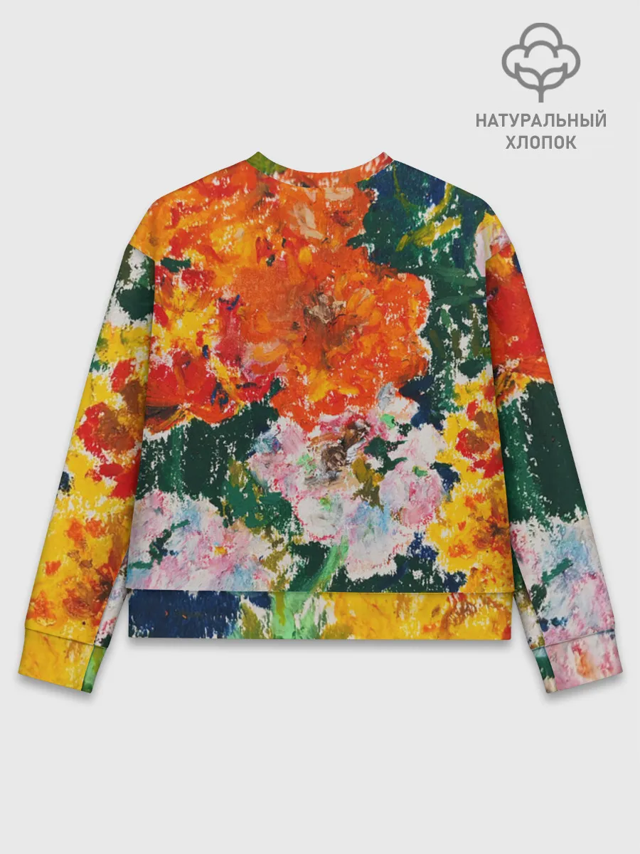 Женский свитшот базовый хлопок / Orange flowers