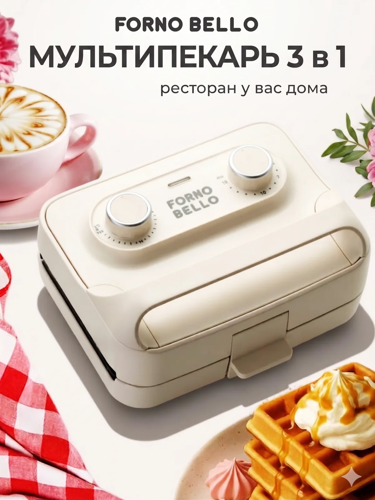 Вафельница Электрическая Мультипекарь 3 в 1, антипригарное покрытие, для дома.