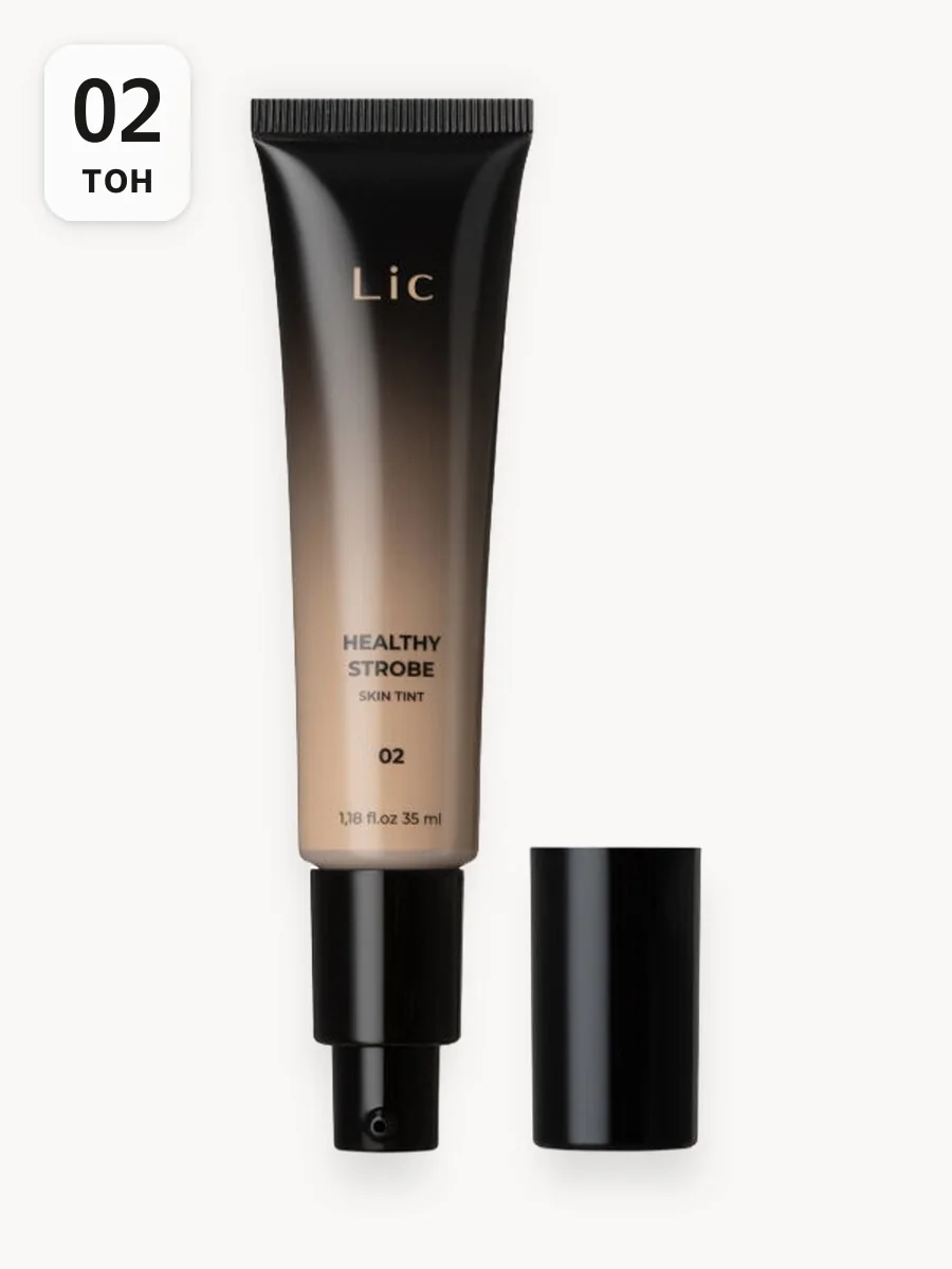 Lic Тинт тональный для лица с эффектом сияния Healthy strobe skin tint 02 бежевый Лик
