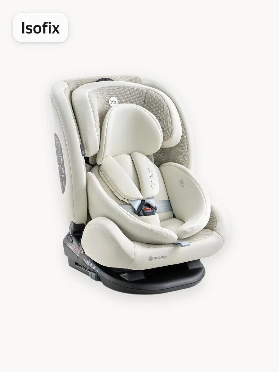 Автокресло детское от 0 до 12 лет Orex Happy Baby группа 0+/1/2/3, крепление Isofix с базой, Top Tether, молочный