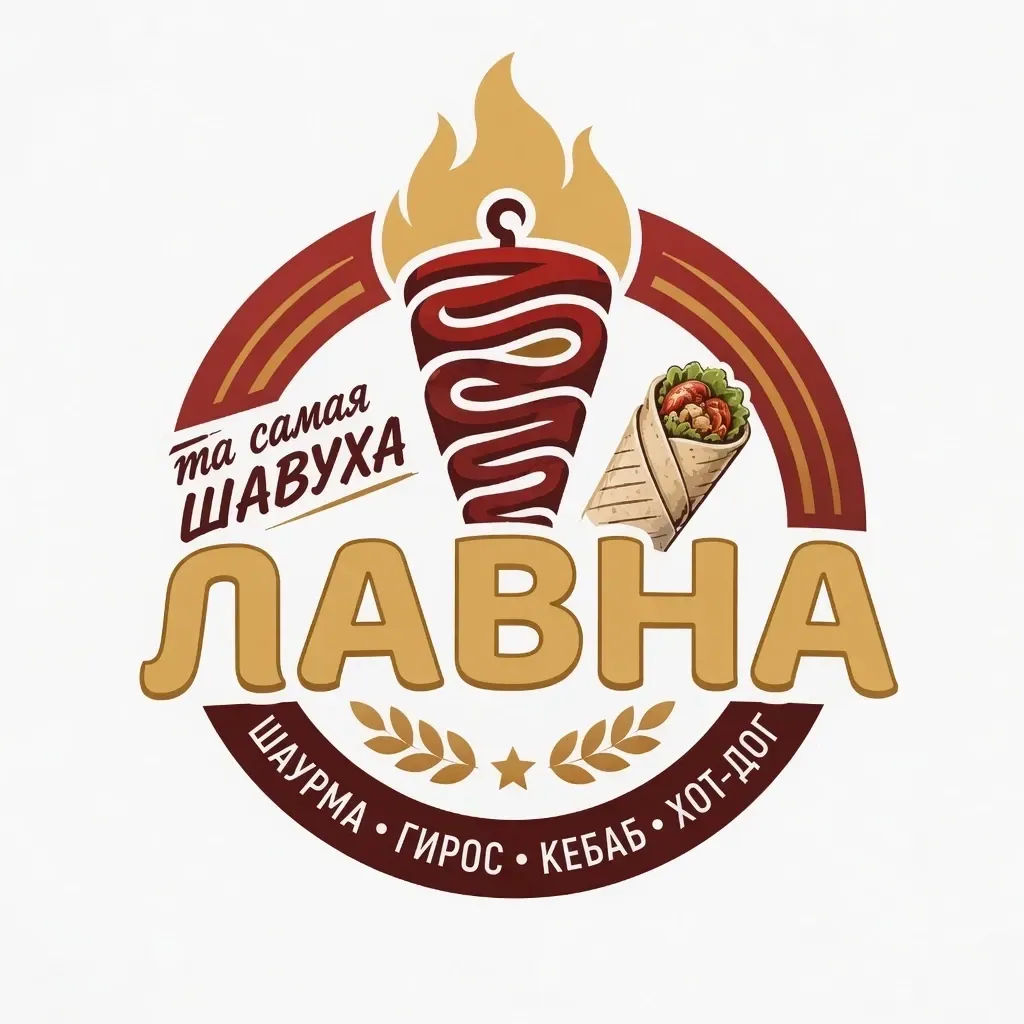 Логотип Лавны с шаурмой и фирменной надписью