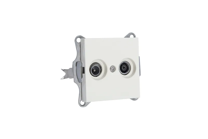 Розетка Jasmart TV+FM Φ9.5mm проходная с накладкой, цвет слоновая кость