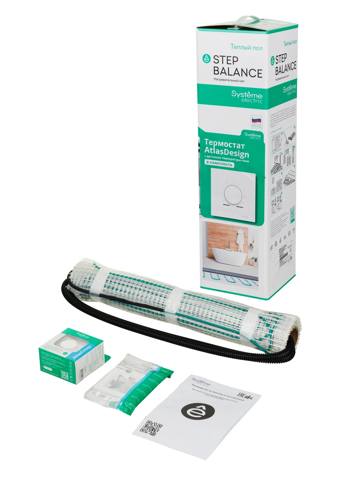 Комплект тёплого пола STEP BALANCE 150 Вт/м², 2 м² + терморегулятор AtlasDesign белый