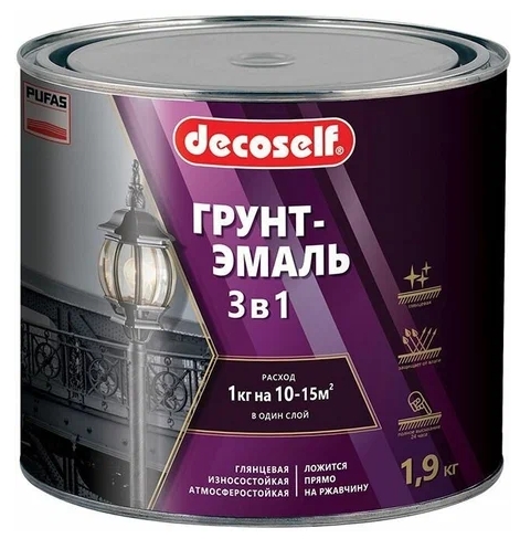 ГРУНТ ЭМАЛЬ 3 В 1 БЕЛАЯ 1.9 ГЛЯНЦ. 