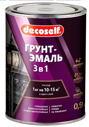 ГРУНТ ЭМАЛЬ ЗЕЛЕНАЯ 3В1 0.9КГ DECOSEIL 