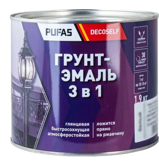 ГРУНТ ЭМАЛЬ ЧЕРНАЯ 3В1 1,9КГ МАТ. DECOSEIL 