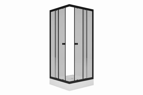 ДУШЕВОЕ ОГРАЖДЕНИЕ ЧЕРНОЕ ПРОЗ.СТЕКЛО 900Х900Х1850