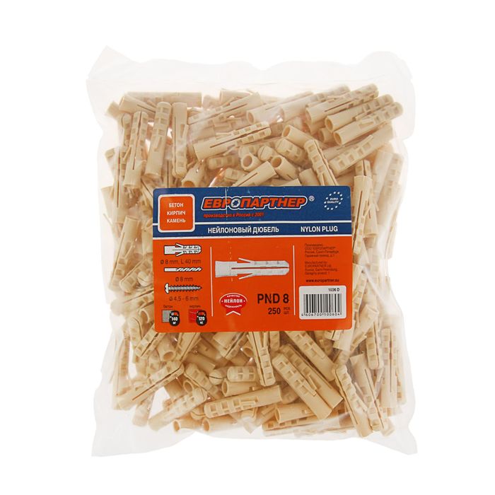 ДЮБЕЛЬ НЕЙЛОН. 8Х40 (9ШТ) ПАКЕТ