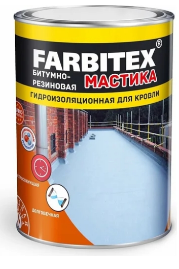 МАСТИКА БИТУМНО-РЕЗИНОВАЯ 4КГ ФАРБИТЕКС