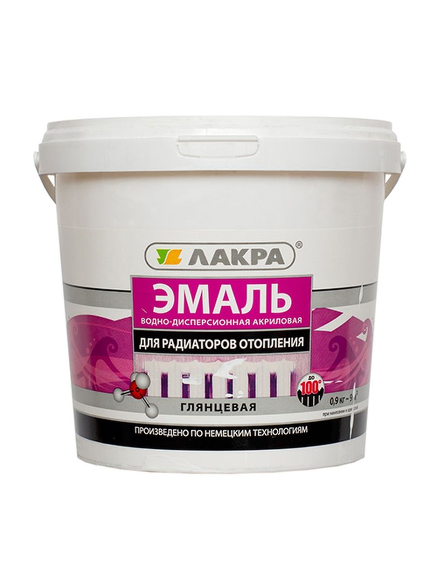 ЭМАЛЬ ДЛЯ РАДИАТОРОВ БЕЛАЯ 0,9КГ ГЛЯН. ЛАКРА