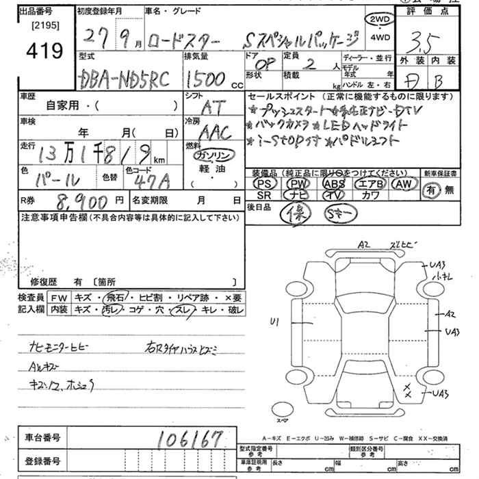 Mazda Roadster, лот 419