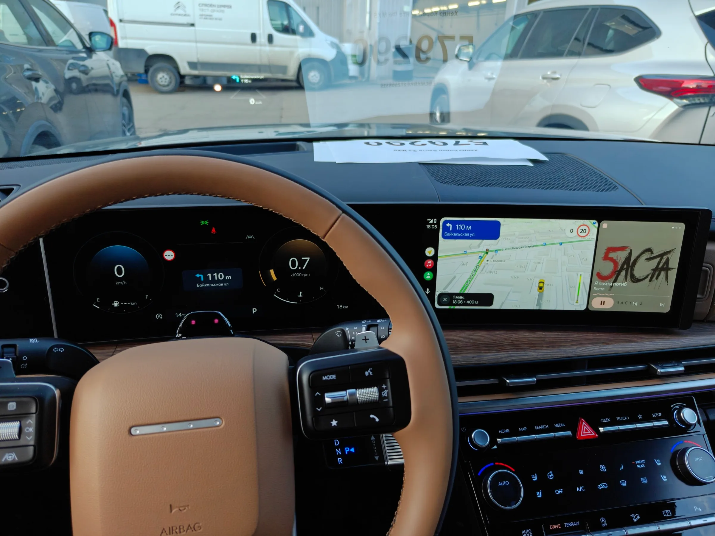 Android Auto и навигационные подсказки на приборной панели Hyundai Santa Fe MX5C